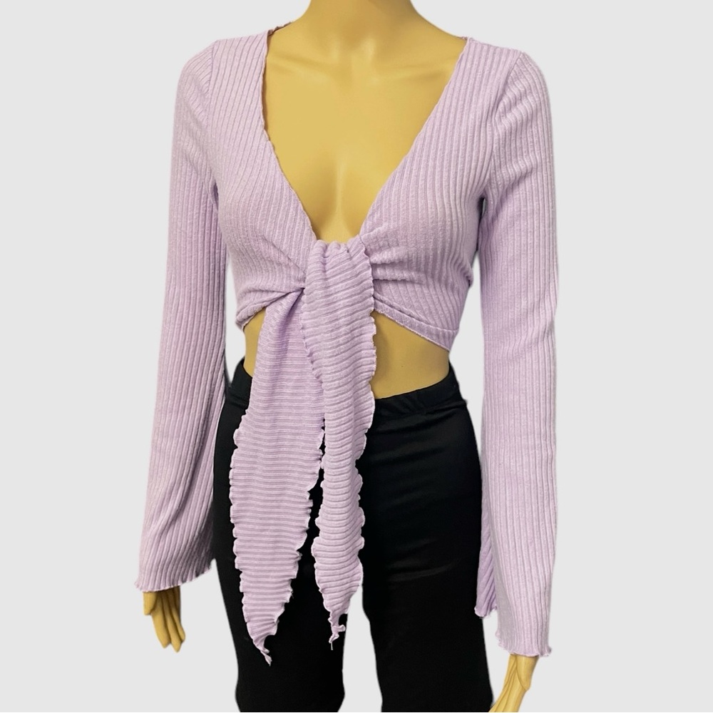 SHEIN Front Knot Rib Top